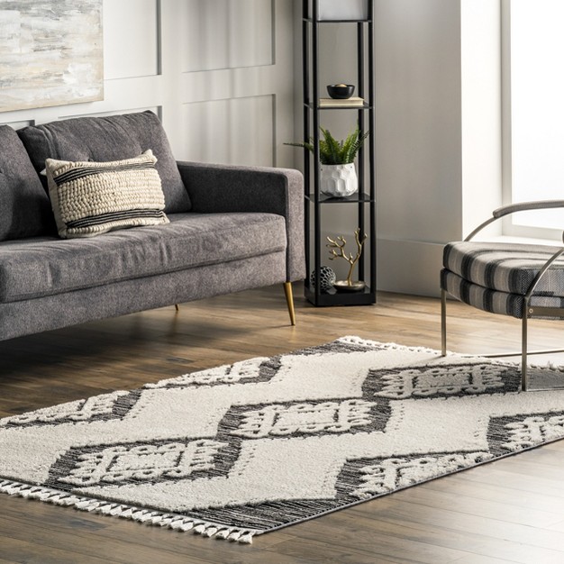 Nuloom Kylee Soft Shaggy Textured Tassel Area Rug