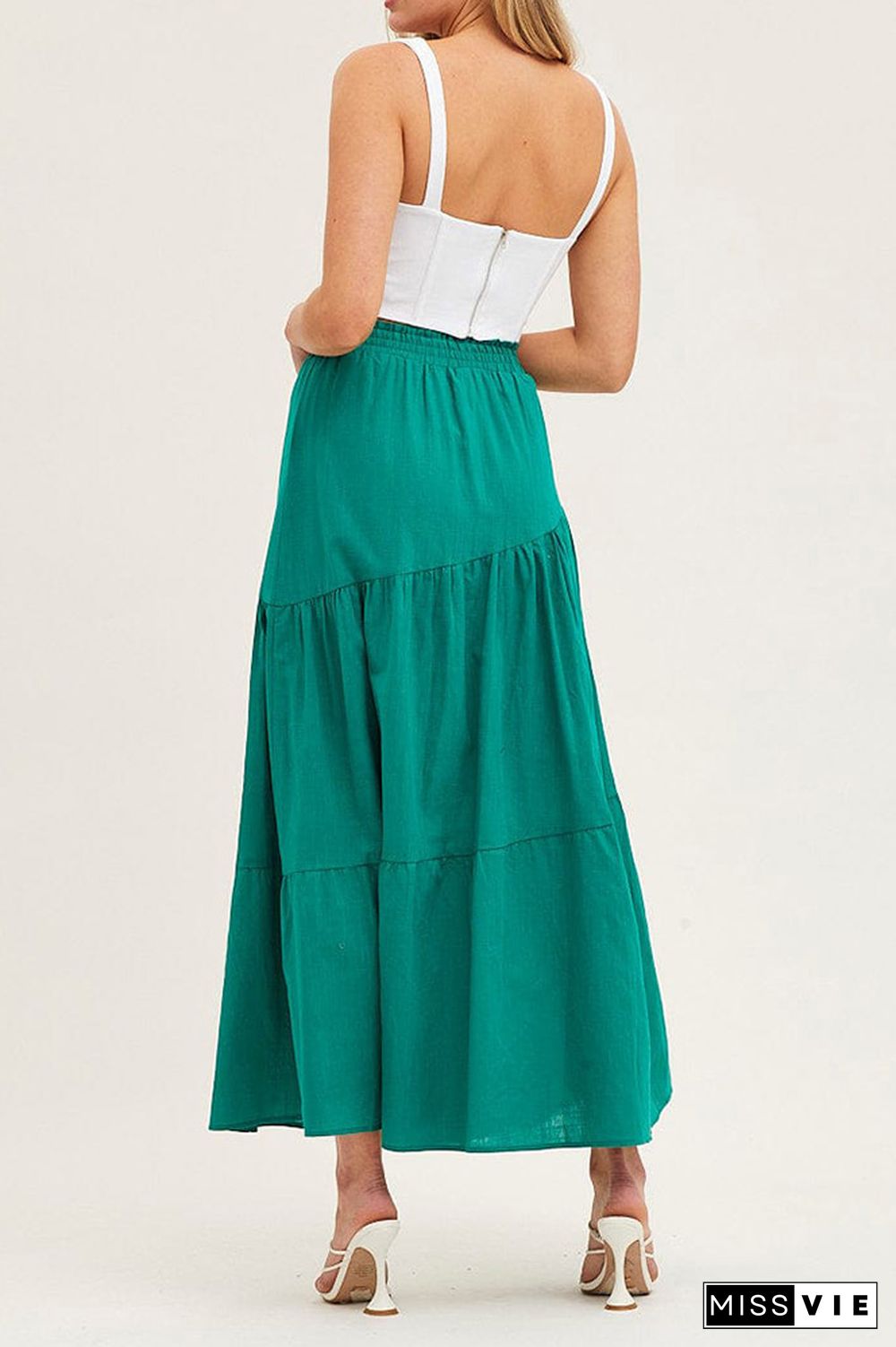 Drawstring High Waist Splicing Skirt Dress