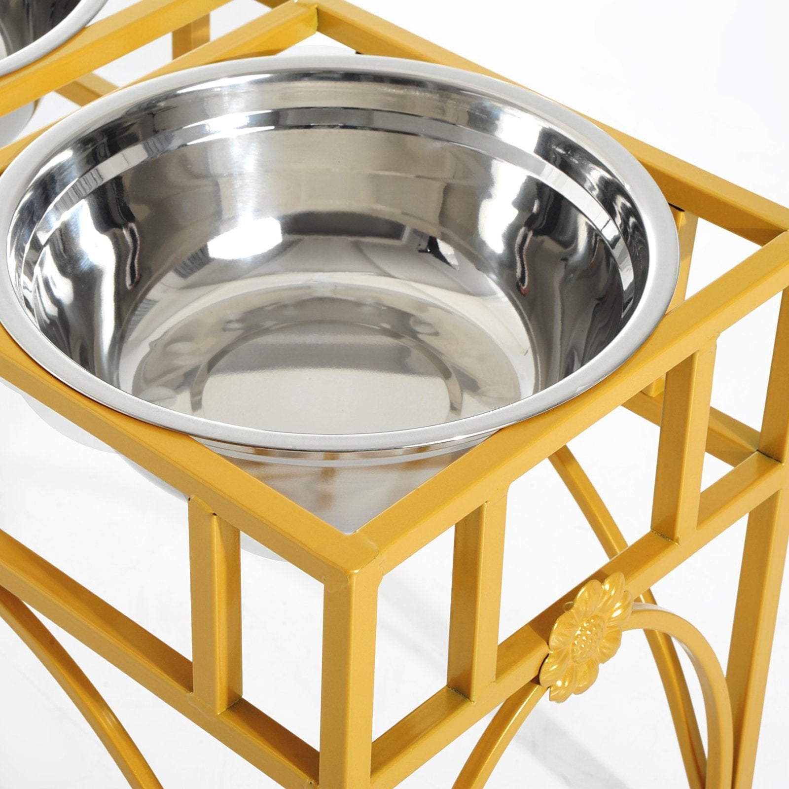 Pawhut Elevated Double Stainless Steel Bowl Dog and Cat Feeder