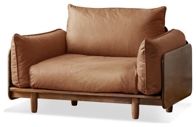 Black Walnut solid wood  leather sofa   Midcentury   Armchairs And Accent Chairs   by GVAwood  Houzz