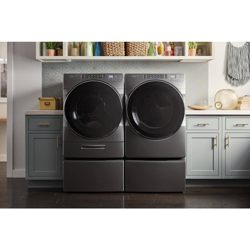 Whirlpool 4.3 cu. ft. High Efficiency Chrome Shadow Front Load Washing Machine with Load  Go XL Dispenser WFW862CHC