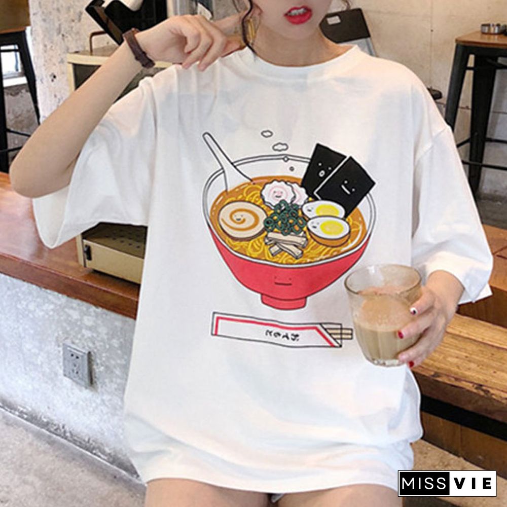 Cute Cartoon Print Loose T-Shirt