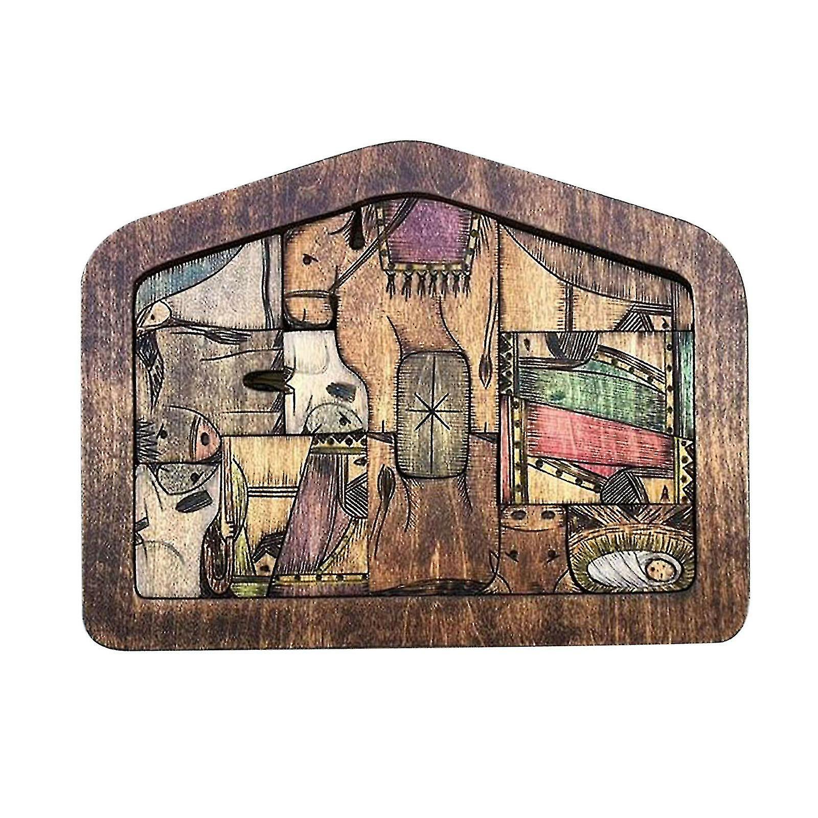 Nativity Puzzle With Wood Burned Design Wooden Jesus Puzzle Game Nativity Set