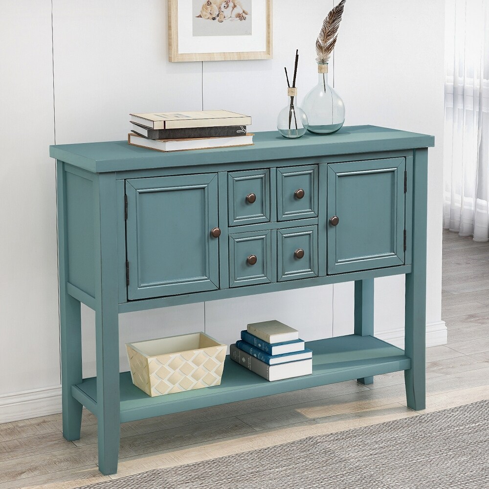 Merax Sideboard Console Table with Bottom Shelf and Drawers