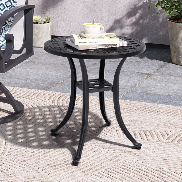 Outdoor Cast Aluminum Side Table Small Patio Coffee Table