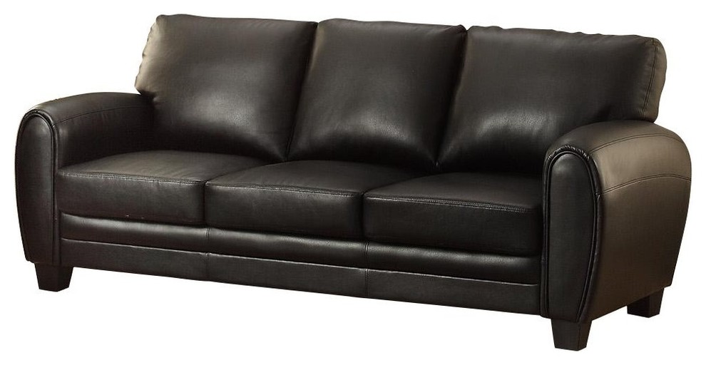 Rainier Casual Sofa  Black Microfiber   Transitional   Sofas   by AMOC  Houzz