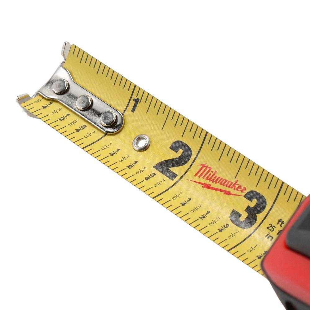 MW Compact Auto Lock 25 ft. SAE Tape Measure with Fractional Scale and 9 ft. Standout 48-22-6825