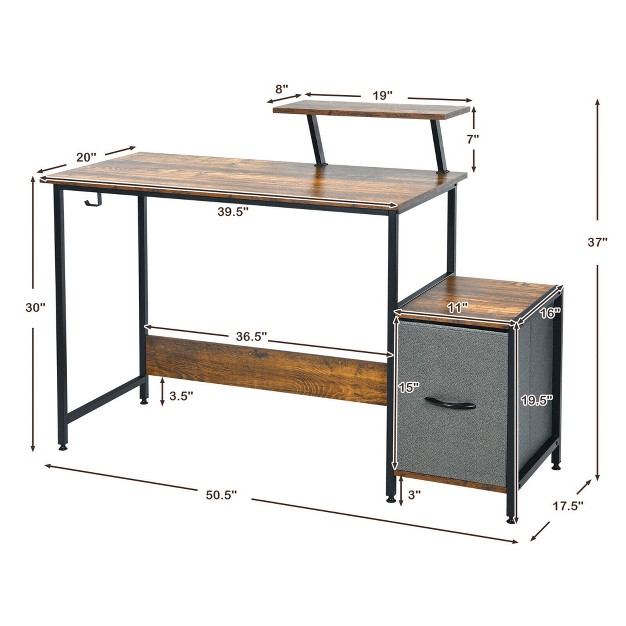 Costway Computer Desk Writing Workstation Home Office W Movable Storage Rack amp Shelf