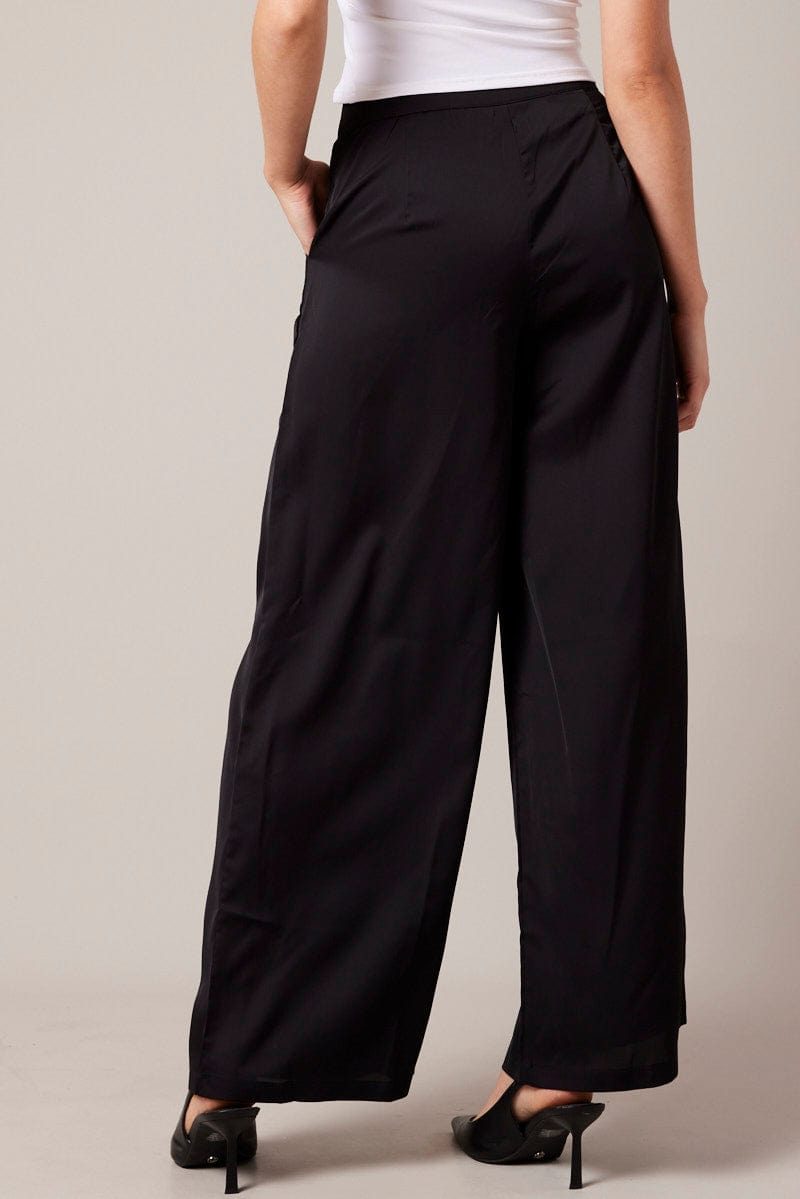 Black Wide Leg Pants High Rise