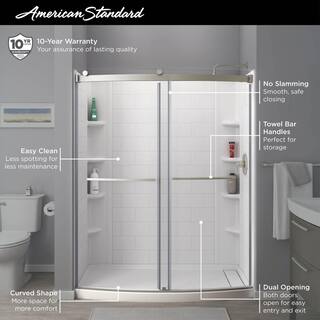 American Standard Ovation Curve 60 in. W x 72 in. H Sliding Frameless Barn Shower Door in Brushed Nickel AM00844400.295