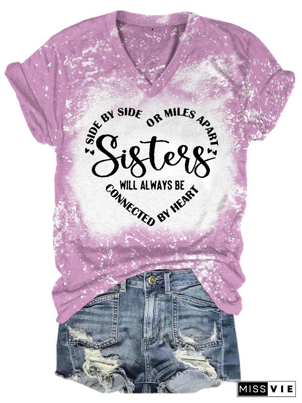 Sisters Will Always Be Connected By Heart T-shirt