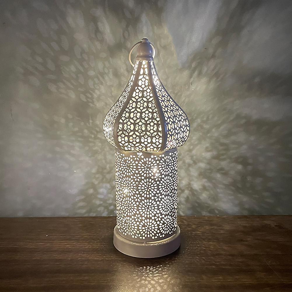 New Moroccan White Hollow Led Wind Lamp Wrought Iron Lantern Home Bedroom Living Room Atmospheres Decorative Lamp Ornaments