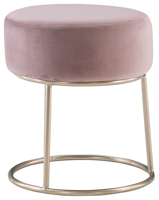 Riverbay Furniture Metal Accent Vanity Stool in Pink   Contemporary   Vanity Stools And Benches   by Homesquare  Houzz