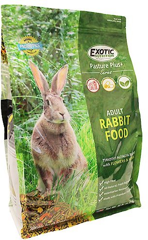 Exotic Nutrition Pasture Plus+ Adult Rabbit Food， 5-lb bag