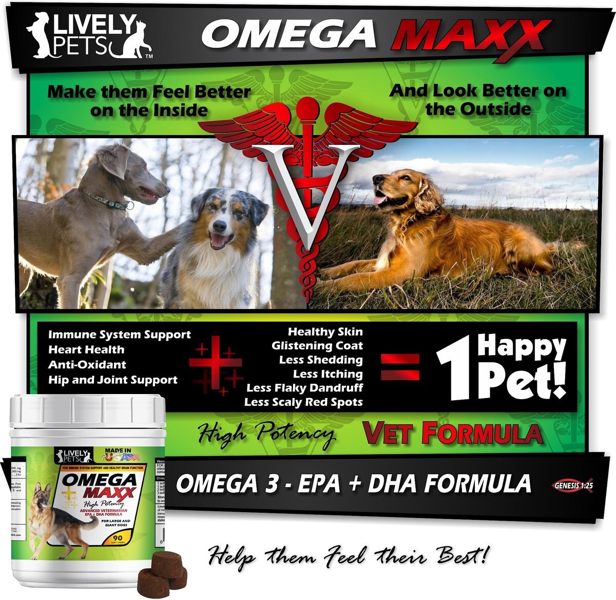 Lively Pets Omega Maxx Fish Oil Large and Giant Dog Soft Chews