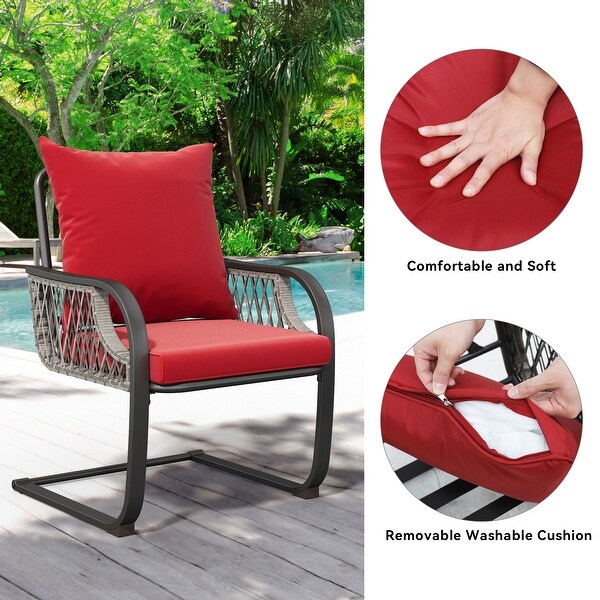 Moasis Red 3 PCs Patio Bistro Set Outdoor Furniture with Cushioned Seats