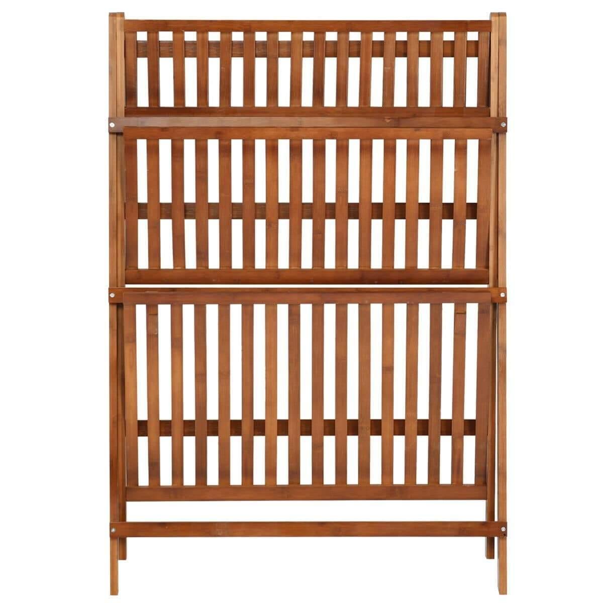 3 Tier Folding Bamboo Plant Stand Organizer Storage Shelving