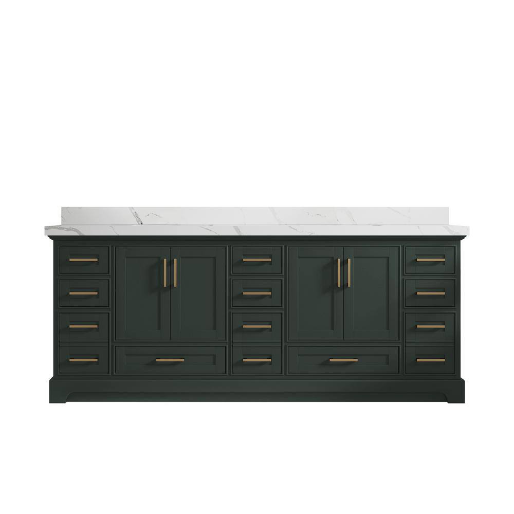 Willow Collections Fenway 84 in. W x 22 in. D x 36 in. H Double Sink Bath Vanity in Pewter Green with 2