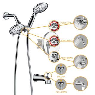 GIVING TREE 2-In-1 Single-Handle 11-Spray Tub and Shower Faucet Handheld Combo with 4 in. Shower Head in Chrome(Valve Included) HDFFBT703HC-CH