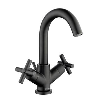 Glacier Bay Dorset Cross Double-Handle Single Hole Bathroom Faucet in Matte Black HD67440W-6010H