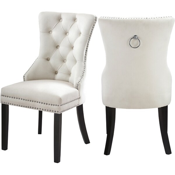 Nikki Cream Velvet Dining Chair (Set of 2)