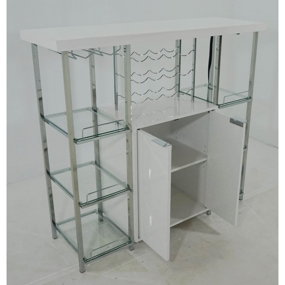 Coaster Furniture Gallimore White and Chrome 2 door Bar Cabinet