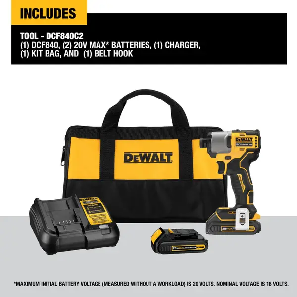 DEWALT 20V MAX* 1/4 Brushless Cordless Impact Driver Kit