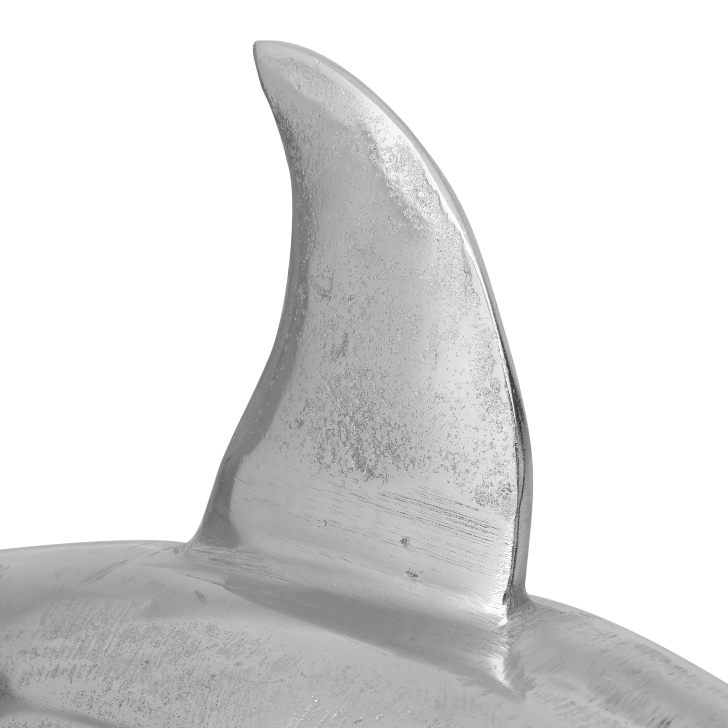 Castalia Handcrafted Aluminum Shark Figurines, Set of 2, Raw Nickel