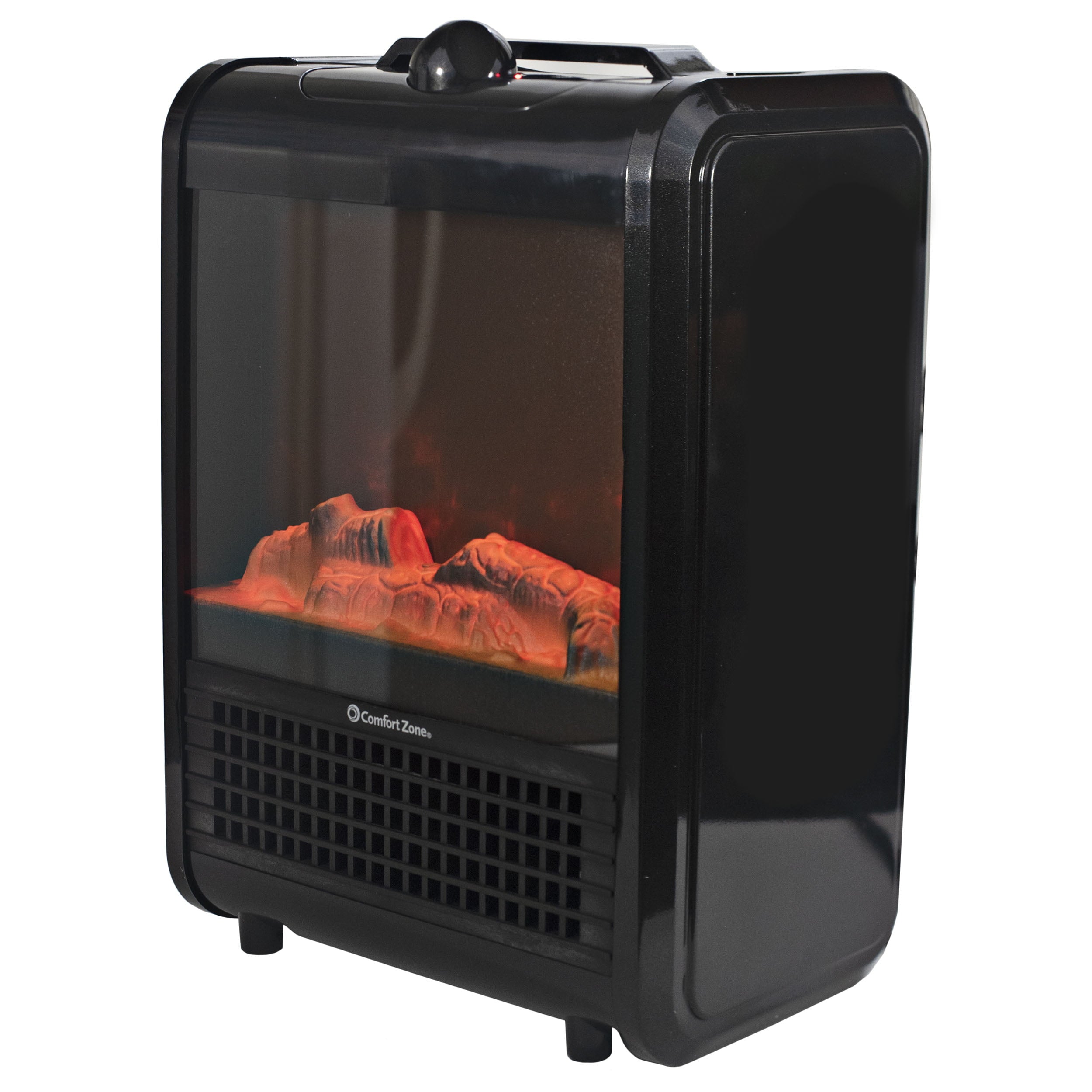 Comfort Zone 1200W Ceramic Electric Fireplace Heater, Black