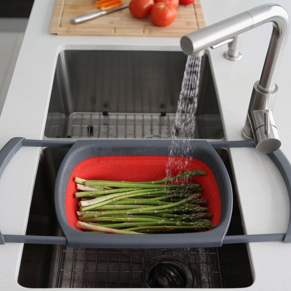 STYLISH Collapsible Colander Over The Sink with Extendable Handles   15.25\