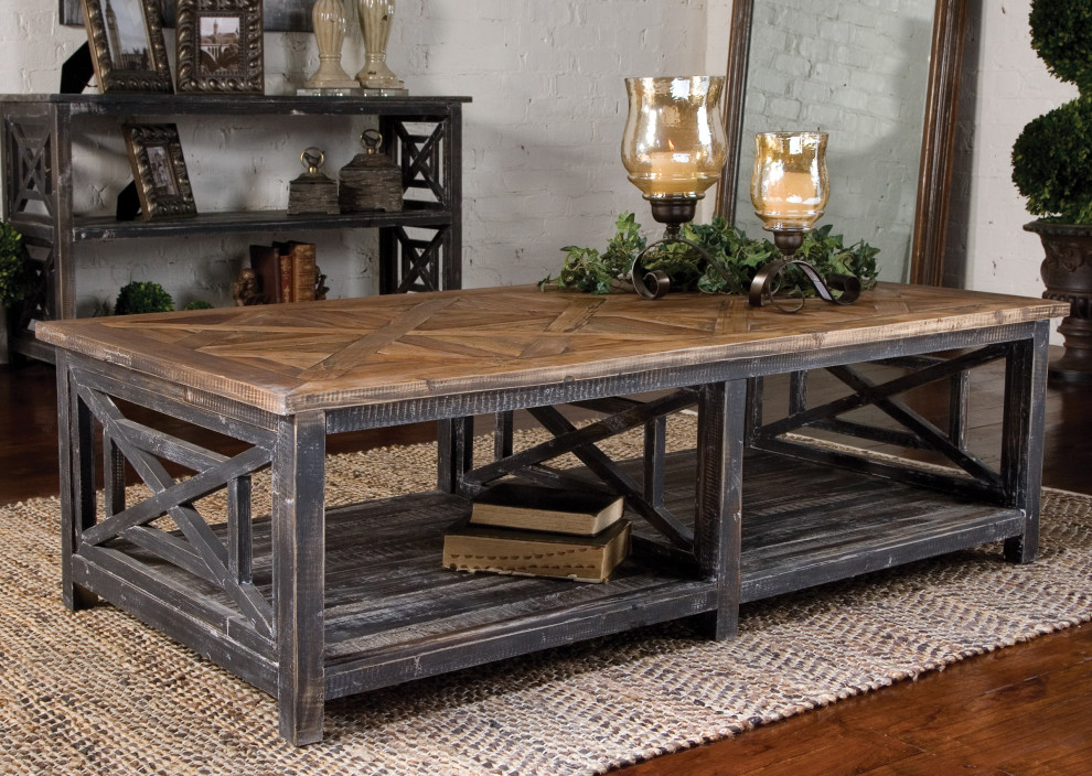 Uttermost 24264 Spiro Reclaimed Wood Cocktail Table   Farmhouse   Coffee Tables   by Lighting World Decorators  Houzz