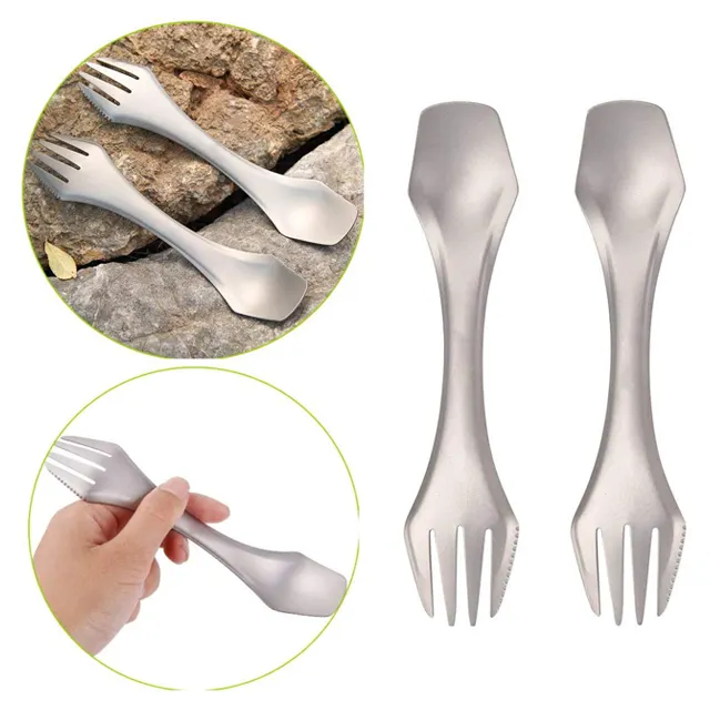 JXT OEM factory Boundless Voyage Camping Hiking and Backpacking Multi Spoon Fork and Knife Titanium Ultralight 3 in 1 Spork