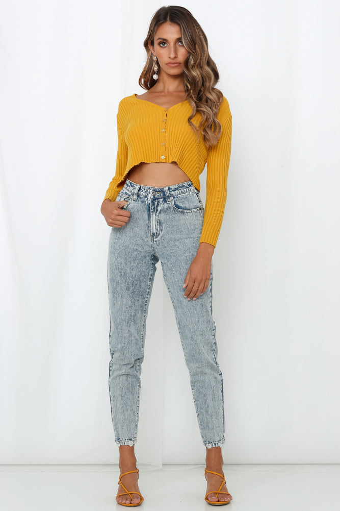 Heartbreak Motel Knit Crop Mustard