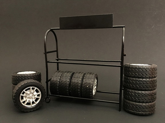 American Diorama 77530  Metal Tire Rack with Rims ...