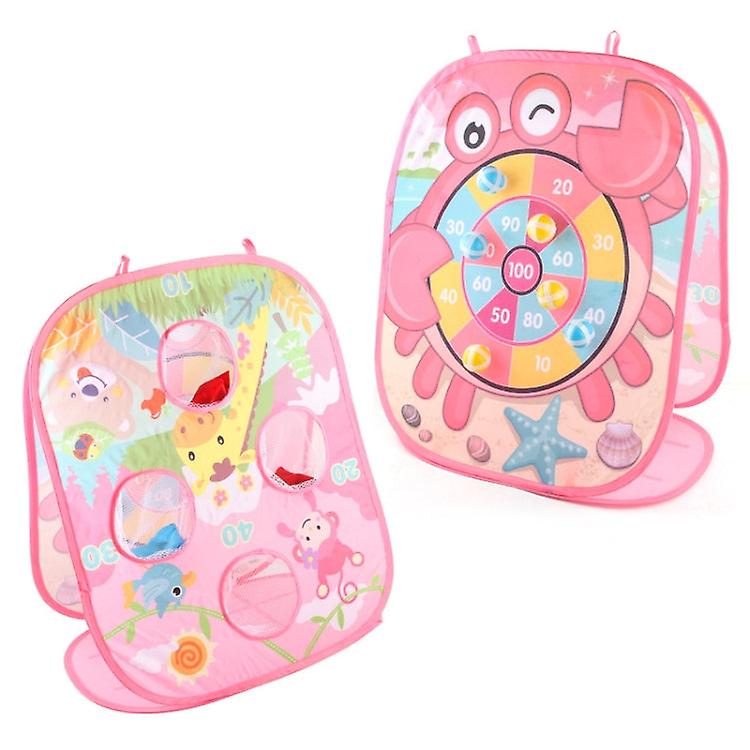 2 In 1 Indoor Children Folding Throwing Sandbags Board Toy(Pink)