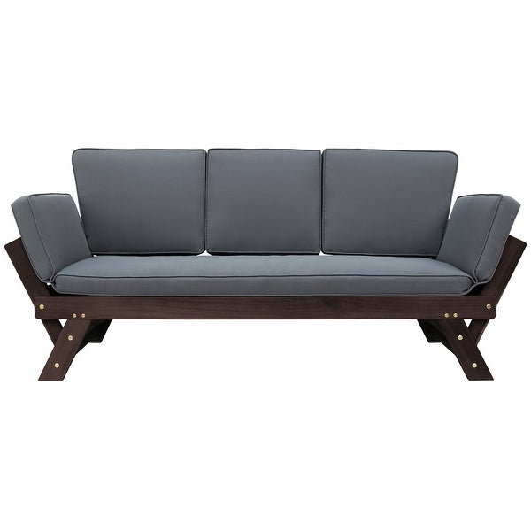 3-seater Sofa Outdoor Patio Expandable Daybed， Adjustable Wooden Chaise Lounge - Overstock - 37248378