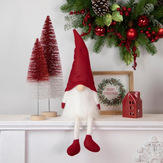 Lighted Red And White Sitting Gnome Tabletop Christmas Decoration