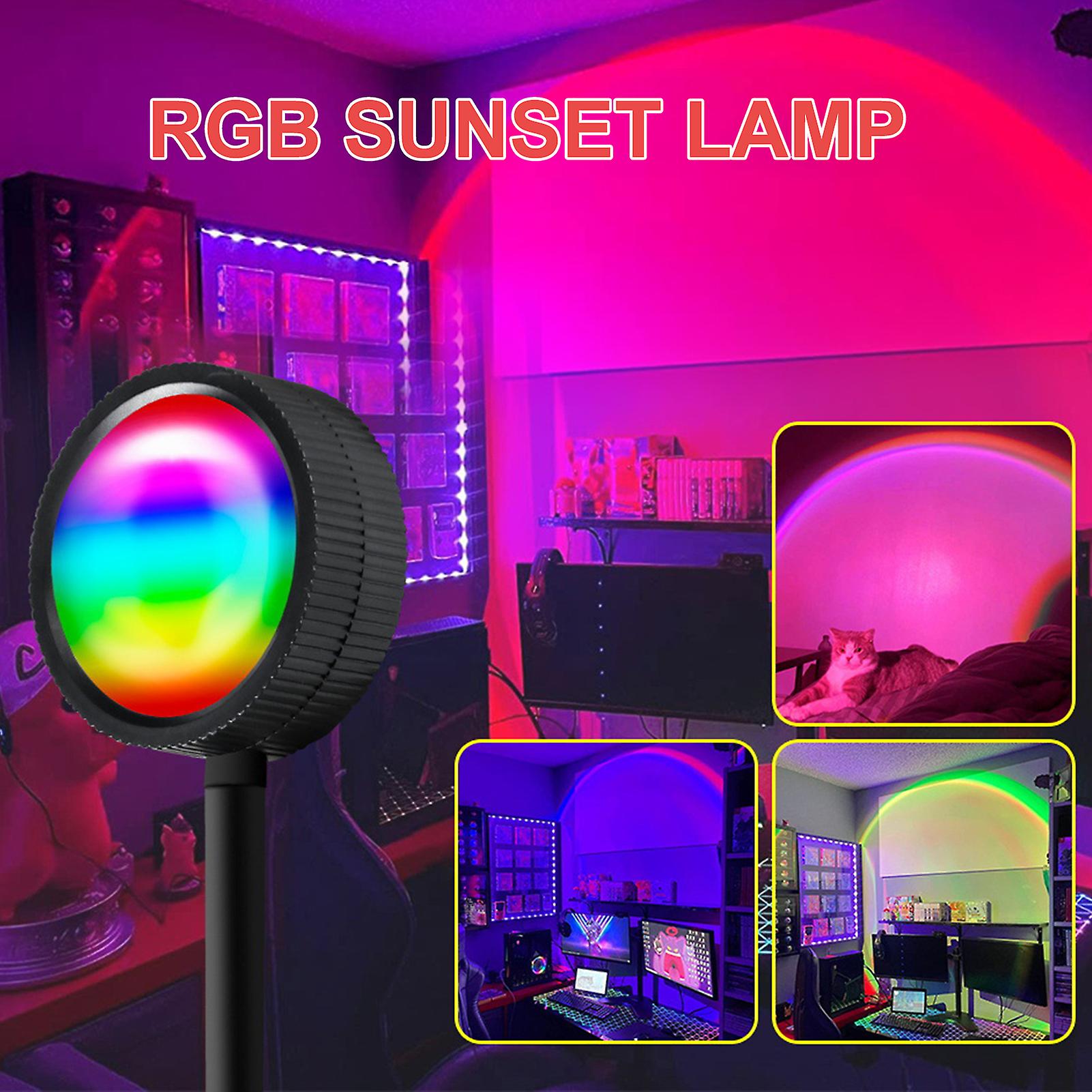 Rgb Sunset Atmospheres Lamp 360 Adjustable Sunset Projection Light Usb Romantic Leds Night Light With Remote Controller For Selfie/living Room/theme P