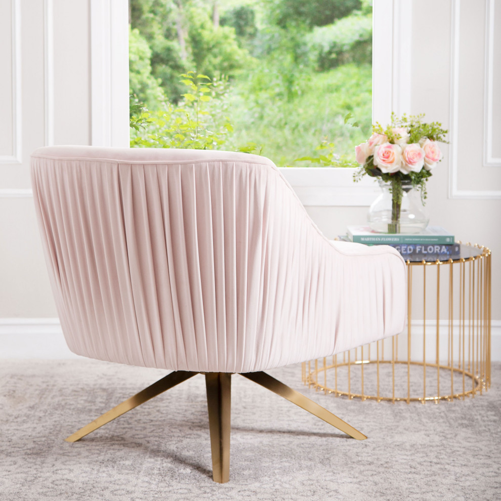 Chole Velvet Swivel Chair   Contemporary   Armchairs And Accent Chairs   by Abbyson Living  Houzz