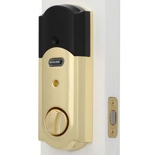 Schlage Camelot Bright Brass Electronic Connect Smart Deadbolt - Z-Wave Plus Enabled BE468 CAM 605