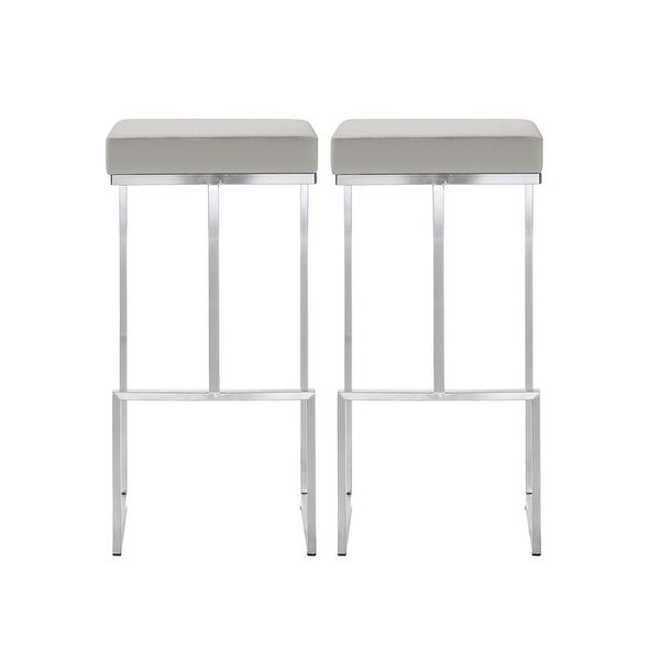 Ferrara Set of 2 Light Grey Steel Bar Stools