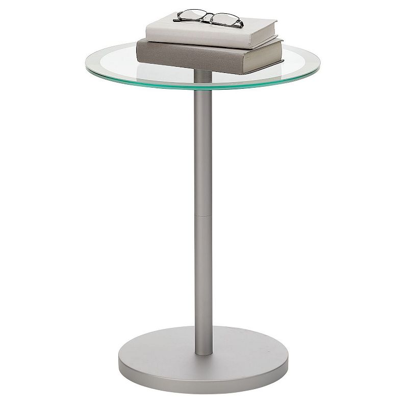 mDesign Metal/Glass Top Round Accent Side/End Drink Table