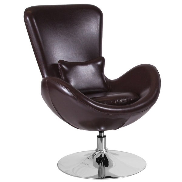 LeatherSoft Swivel Side Reception Chair with Bowed Seat