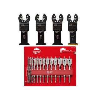 MW 1-38 in. Multi-Tool Oscillating Blade Set with High Speed Wood Spade Bit Set (17-Piece) 49-25-1103W-48-27-1520