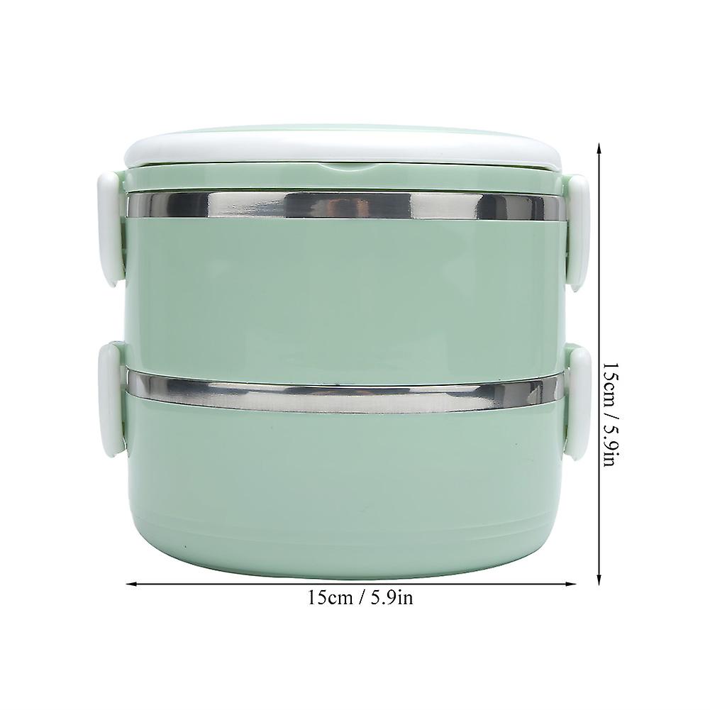 Green Portable Stainless Steel Thermal Insulated Rice Noddles Lunch Box Food Containerdouble Layer