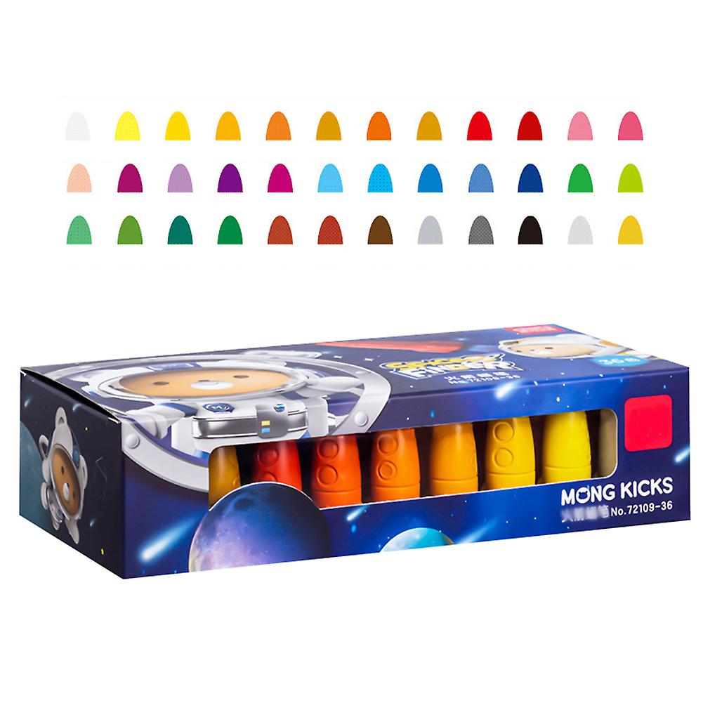 12 Colors Crayon Rocket Head Shape Children No Dirty Hands Crayons Toddler Painting Graffiti Color Pens Easy To Hold