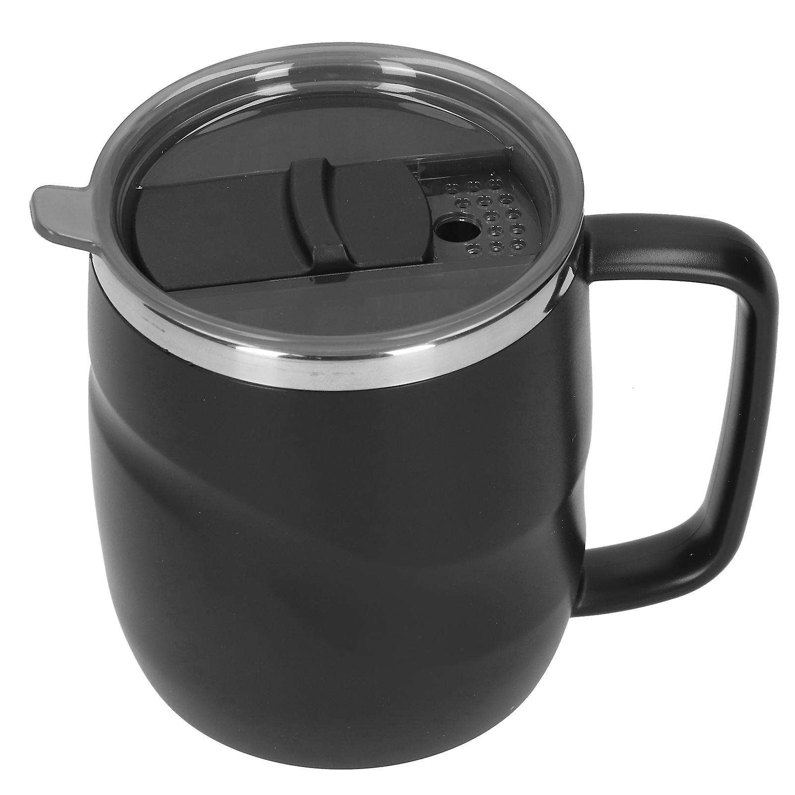 14oz Mug Coffee Cup Stainless Steel Creativity Household Water Cup with Cover Black