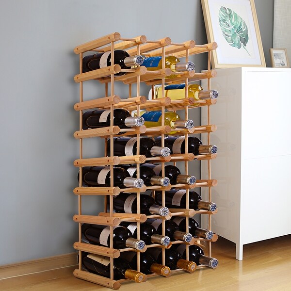 Wood Wine Rack 40 Bottle Stackable Storage Stand Wine Display Shelves