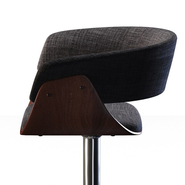 WYNDENHALL Caylor Mid Century Modern Adjustable Swivel Bar Stool in Charcoal Grey Linen Look Fabric