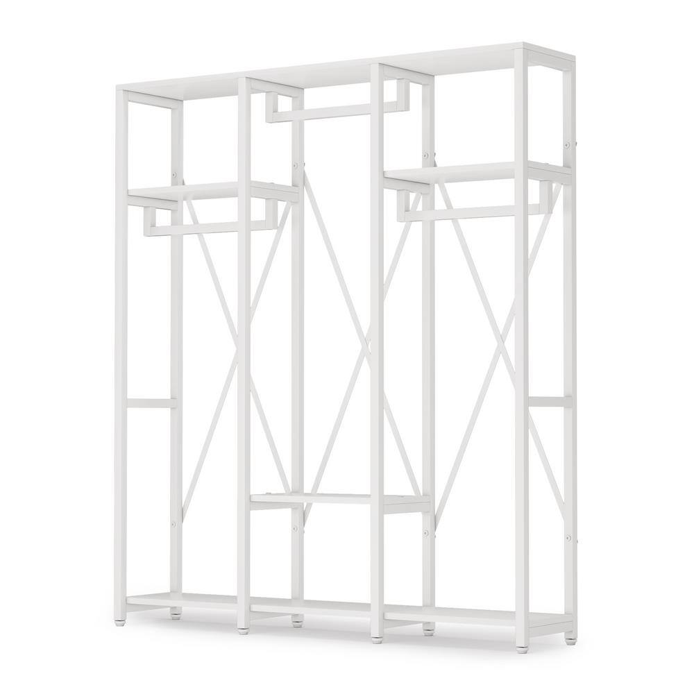 BYBLIGHT White Wood Clothes Rack 59.05 in. W x 72.04 in. H BB-CJ158FF